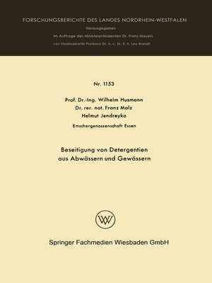 cover image of Beseitigung von Detergentien aus Abwässern und Gewässern